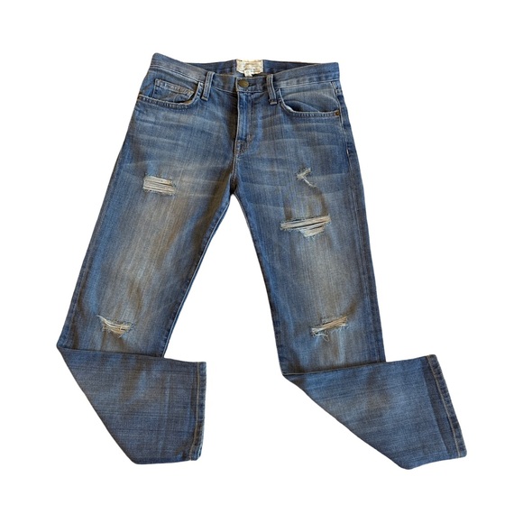 Current/Elliott Blue Distressed Straight Boyfriend Jeans 24 - Picture 1 of 8